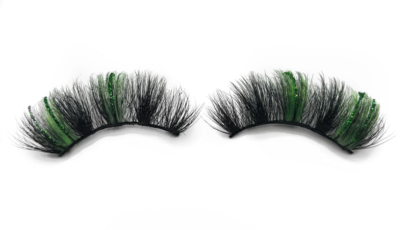 Green Glitter False Lashes ‘Emerald City’