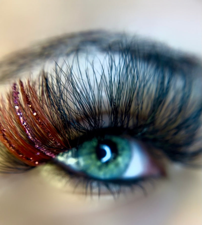 Red Pink Glitter Lashes