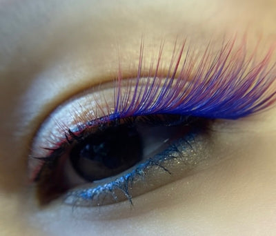 Blue red ombré lashes 