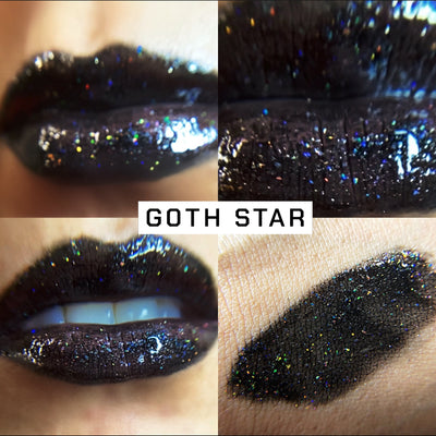 Black Holographic glitter lipgloss swatches