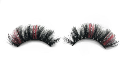 Pink Silver Glitter False Lashes ‘Robo Pink’