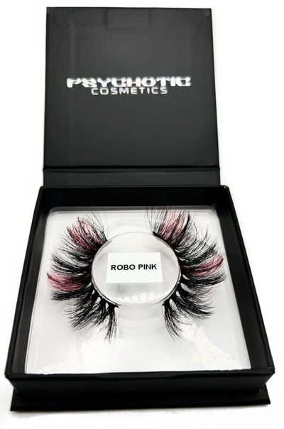 Pink Silver Glitter False Lashes ‘Robo Pink’