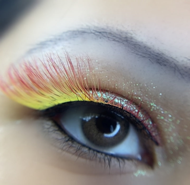 Red Yellow Ombré False Lashes ‘Electronica’