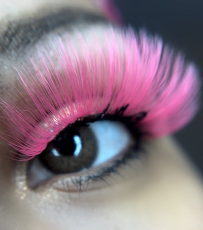 Pink fluffy false lash strips eye swatch #2